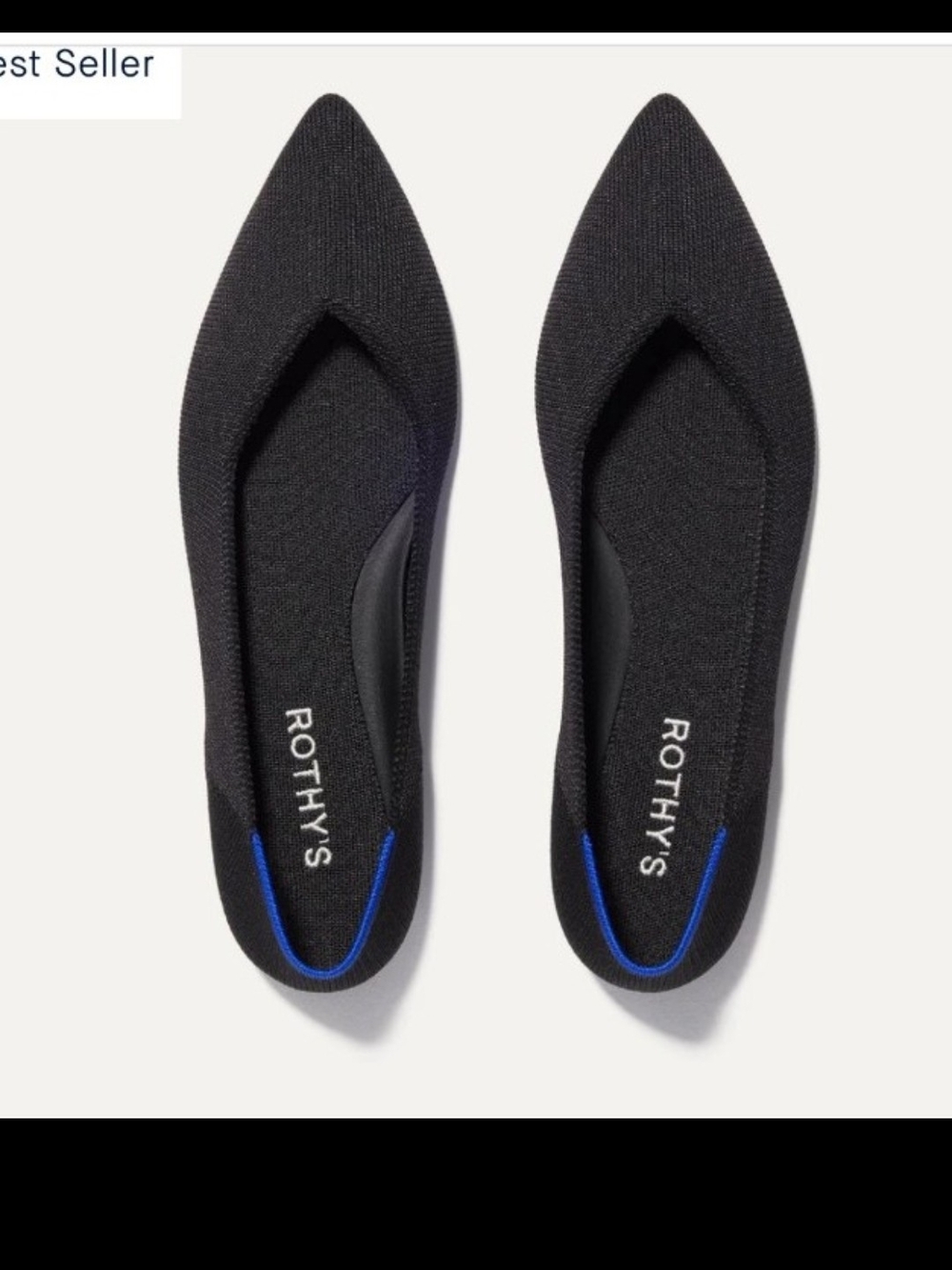 Rothy's Black Pointed Knit Ballet Flat - Women's